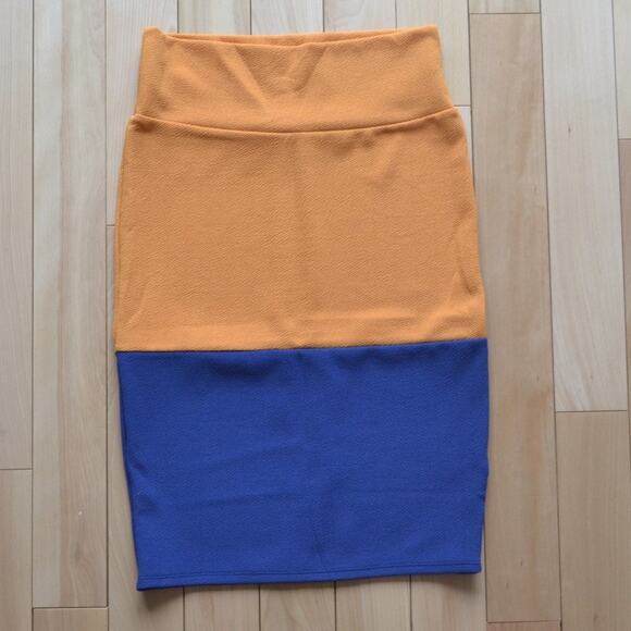 LuLaRoe Pencil Skirt Cassie Size S Blue and Orange - Picture 1 of 3